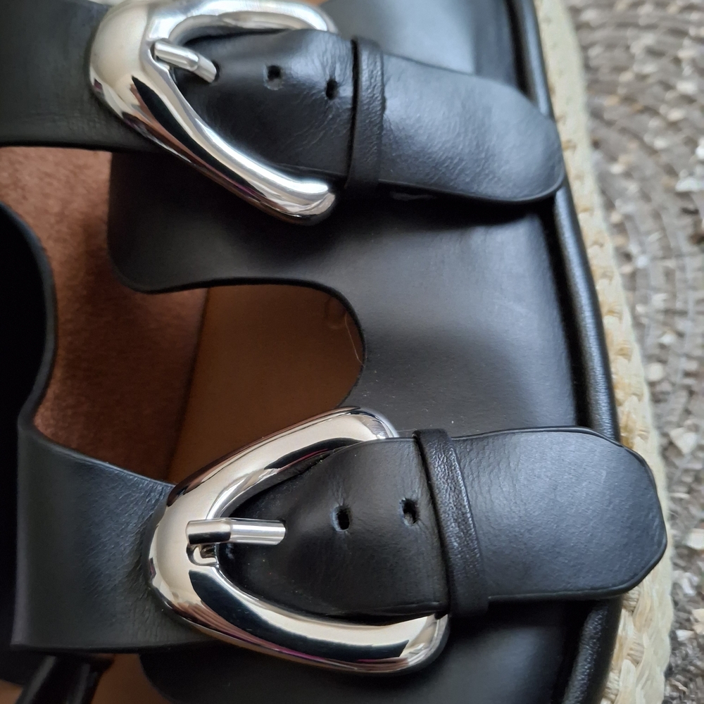 Aerosoles Black Sandals with Silver Buckles - Picture 5 of 8